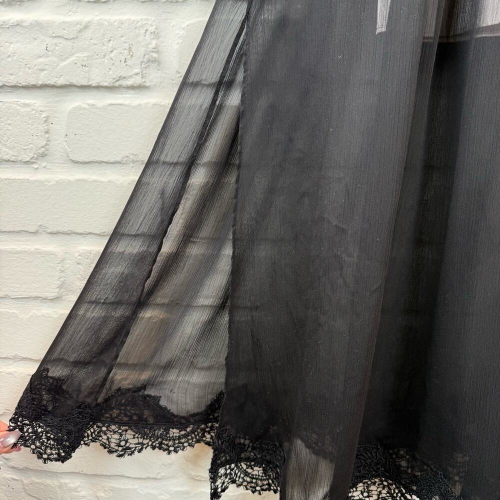 AllSaints Black Lace & Sheer Midi Dress - Picture 9 of 16